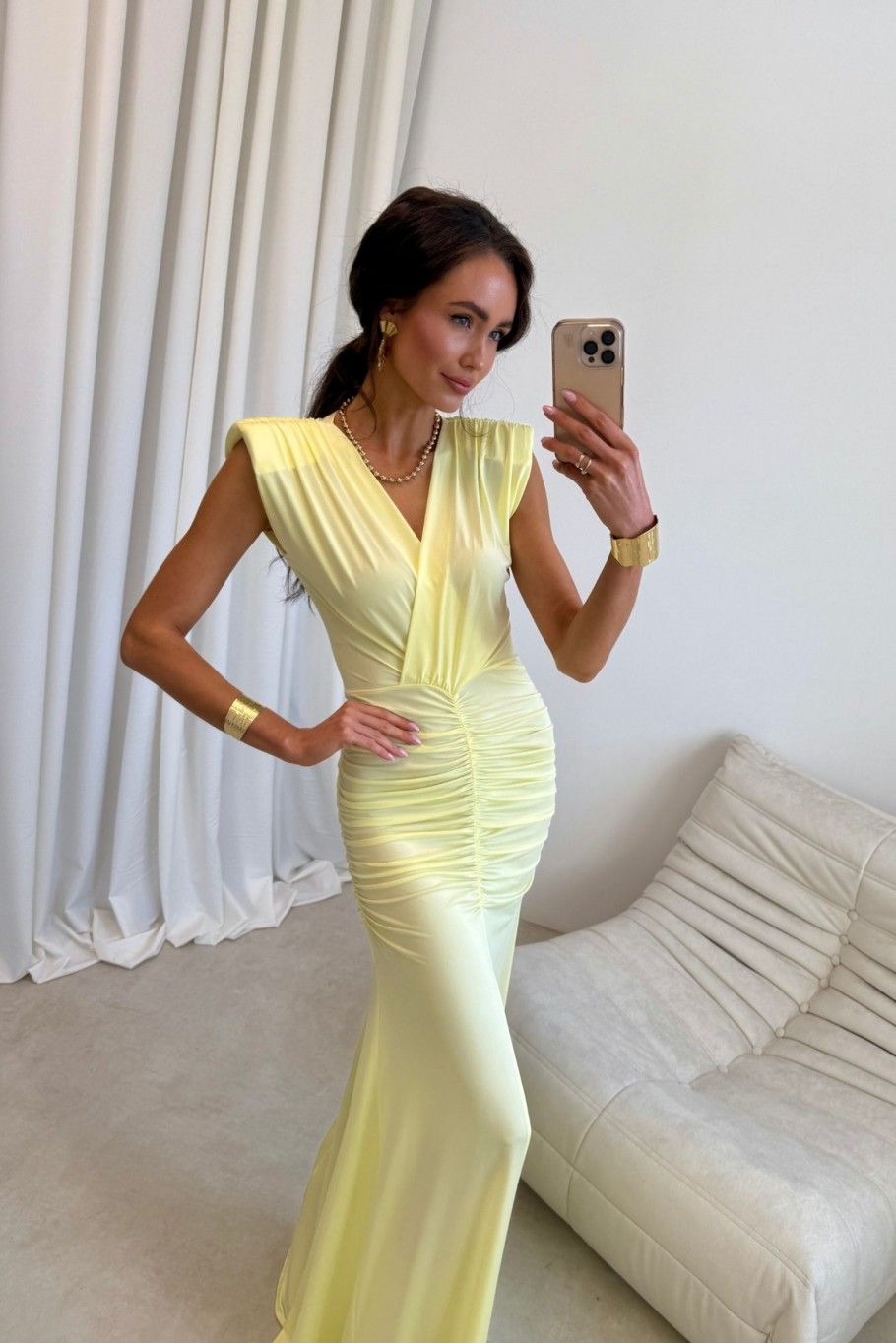 Noelia – rochie maxi galbenă