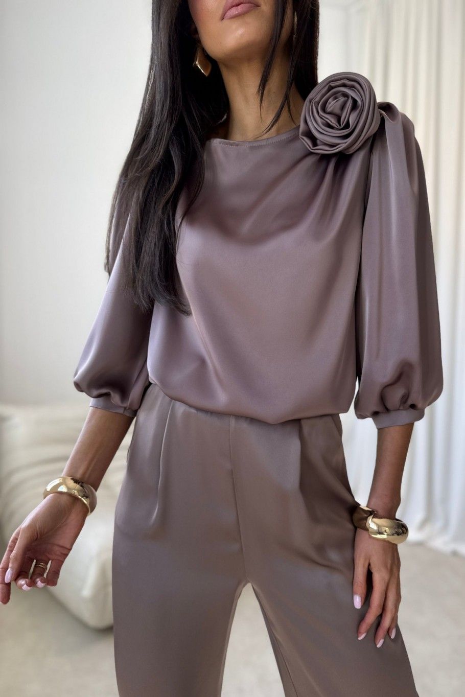 Pantaloni eleganți maro Elsa
