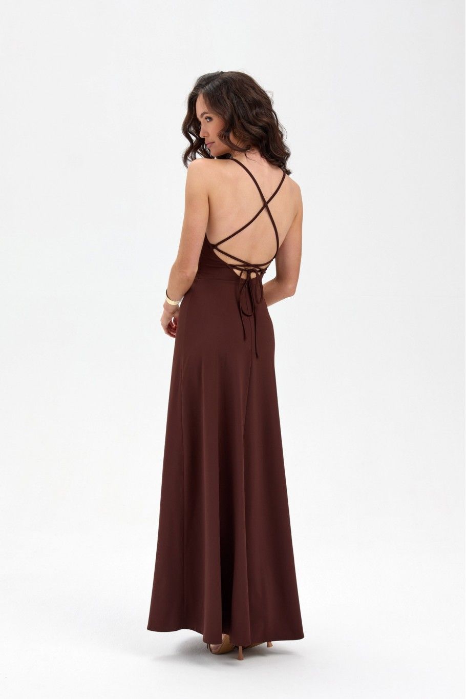 Rochie maxi Isadora în culoare maro