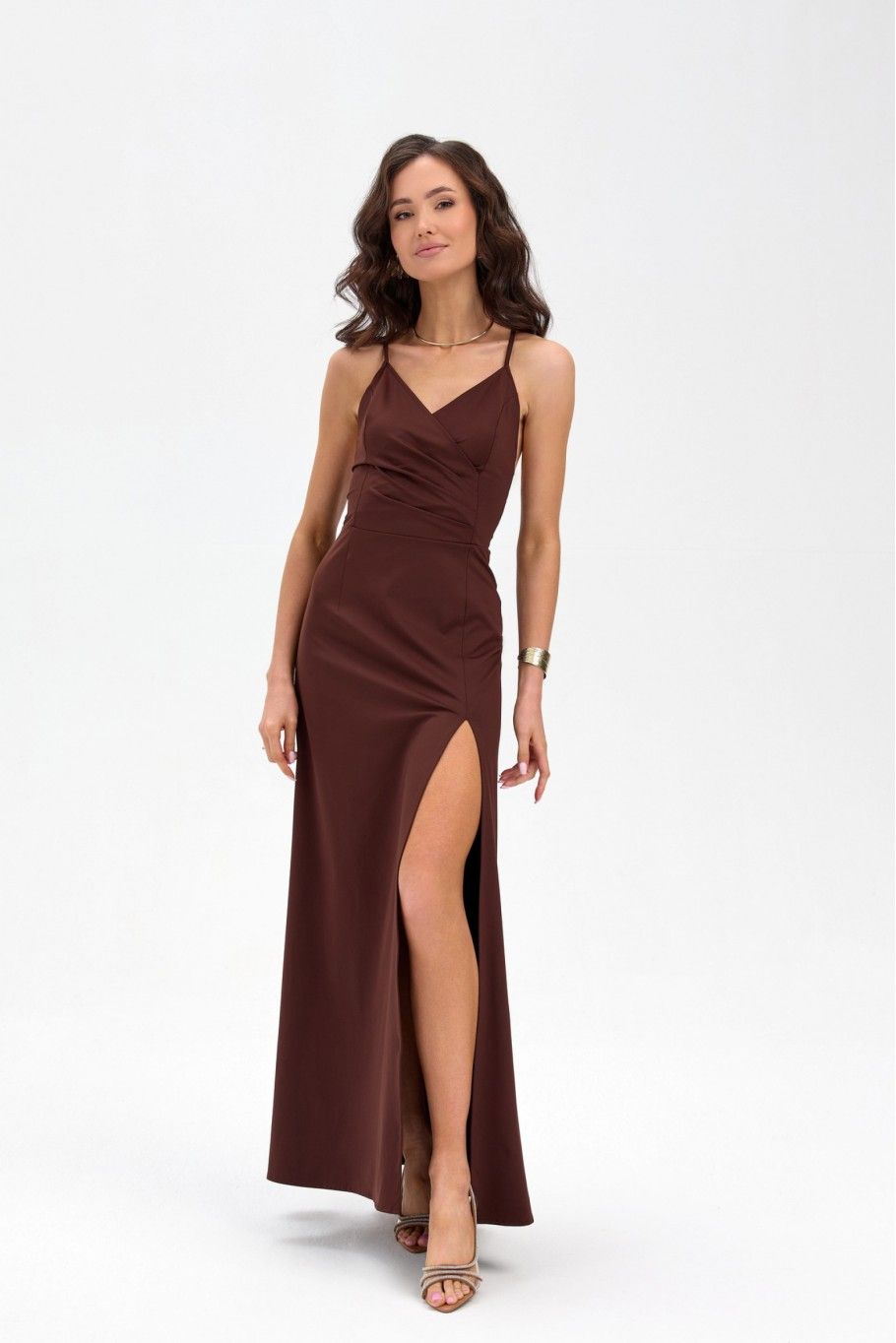 Rochie maxi Isadora în culoare maro