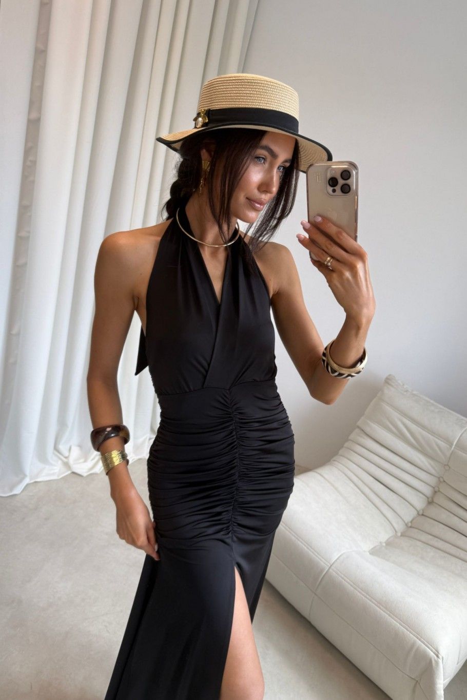 Rochie maxi neagră Adeline