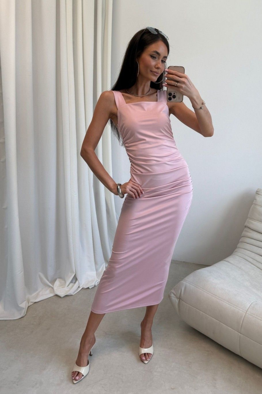 Rochie midi roz Zoya