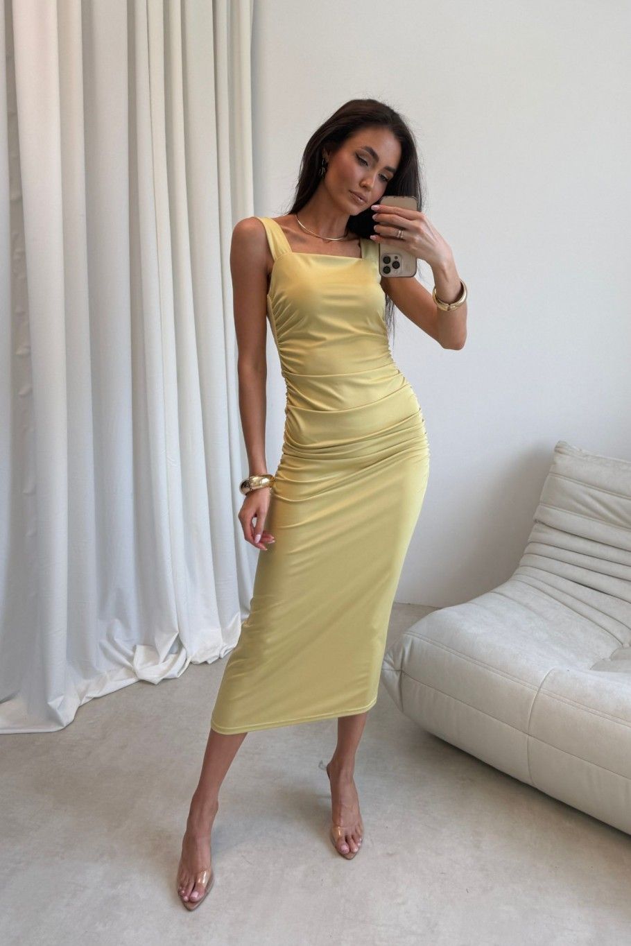 Rochie midi Zoya galbenă