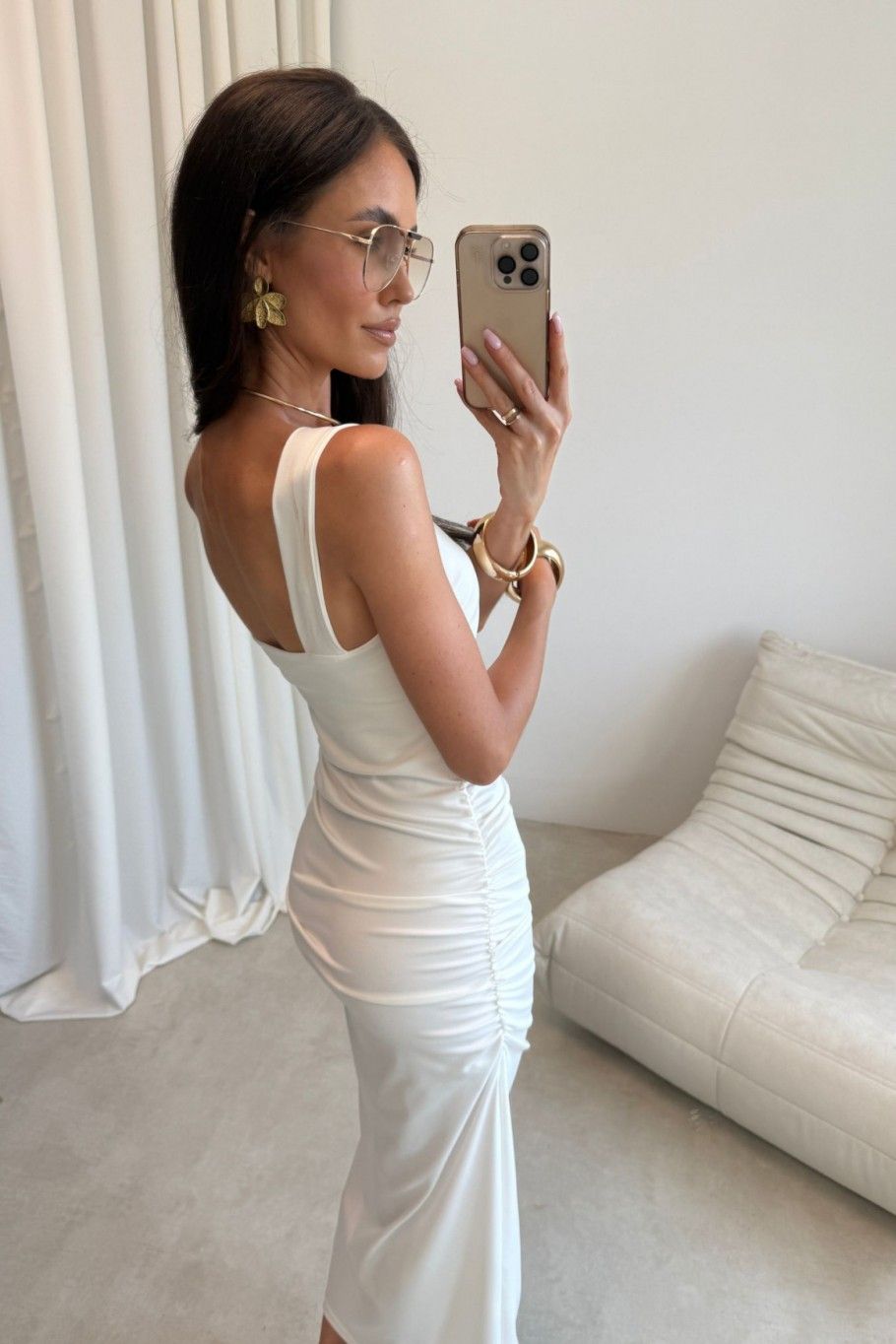 Rochie midi Zoya în culoarea ecru