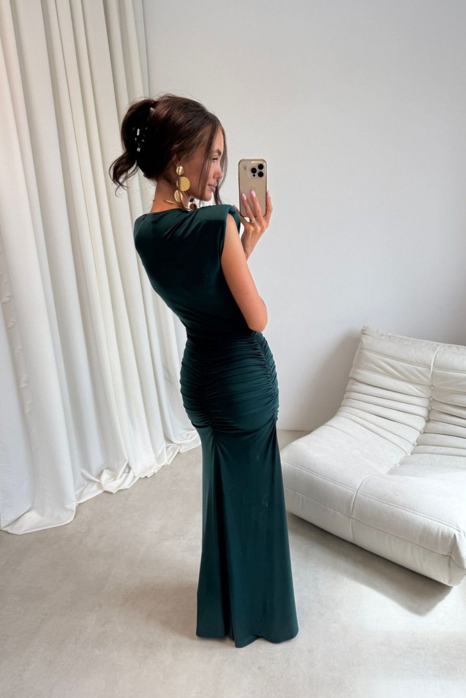 Noelia – rochie maxi în verde sticlă