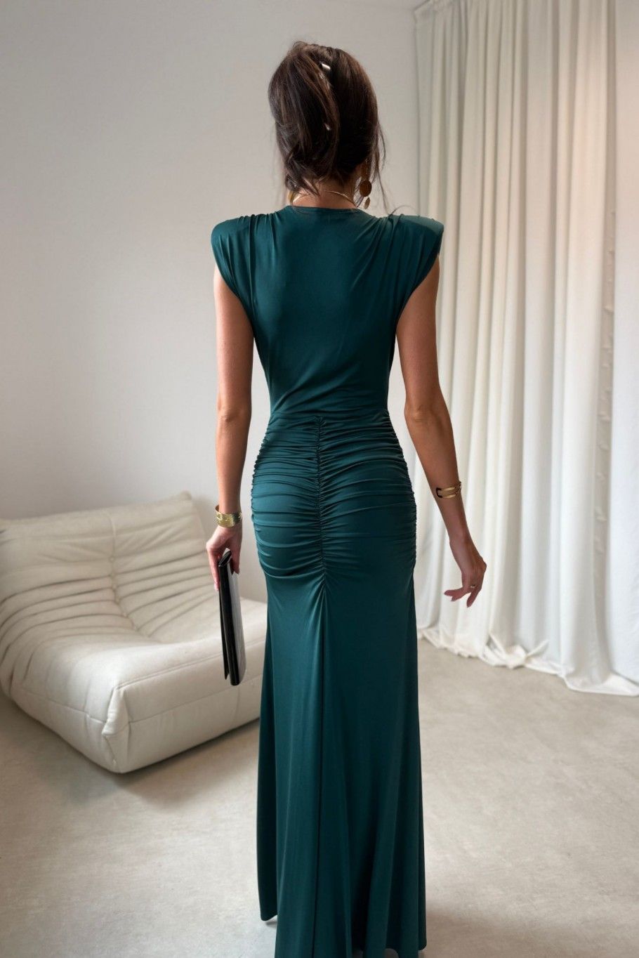 Noelia – rochie maxi în verde sticlă