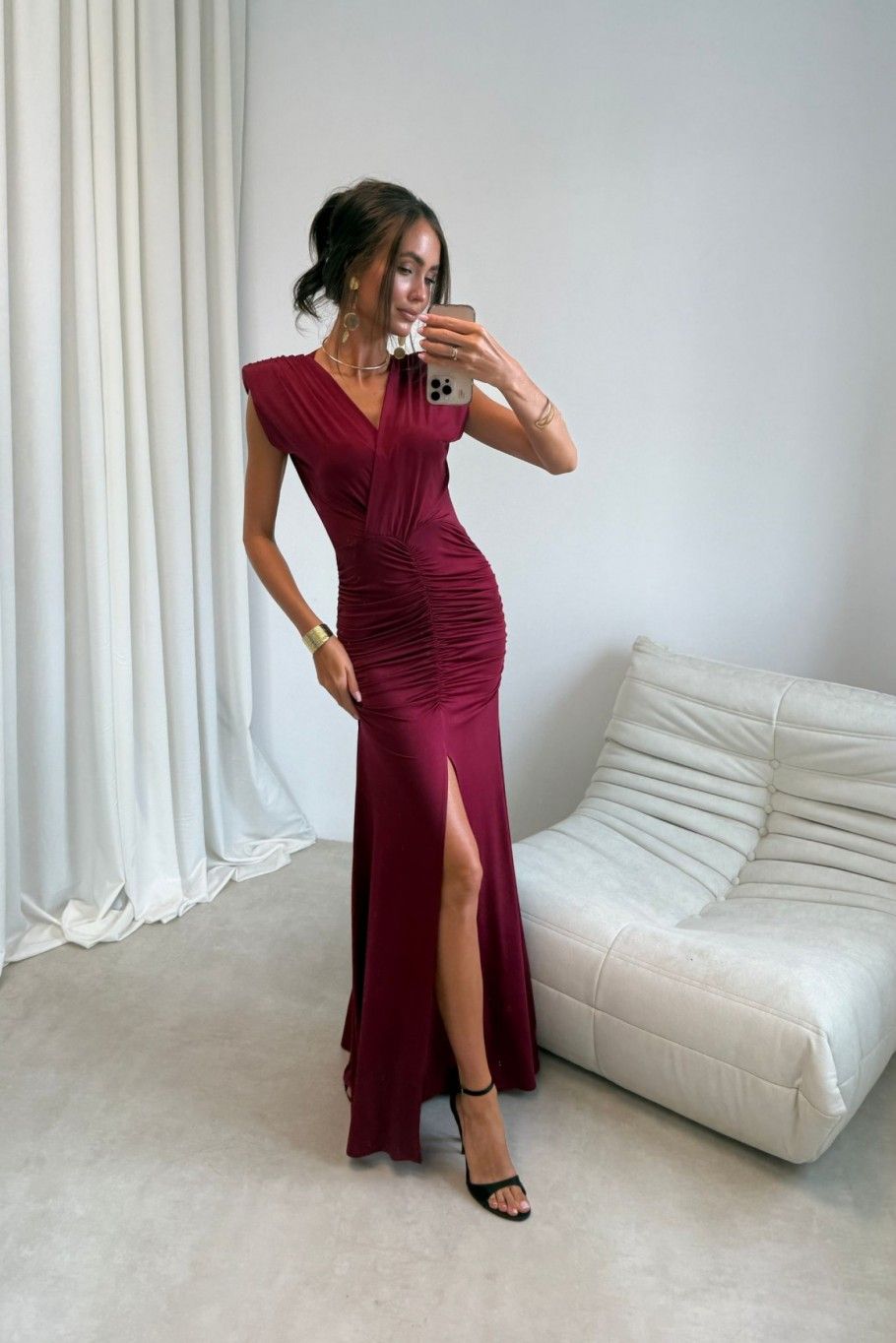 Noelia – rochie maxi bordo