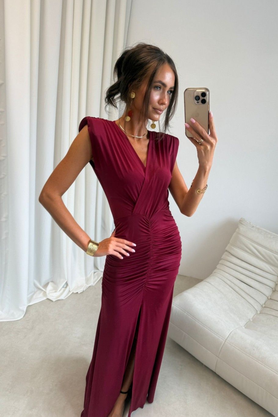 Noelia – rochie maxi bordo