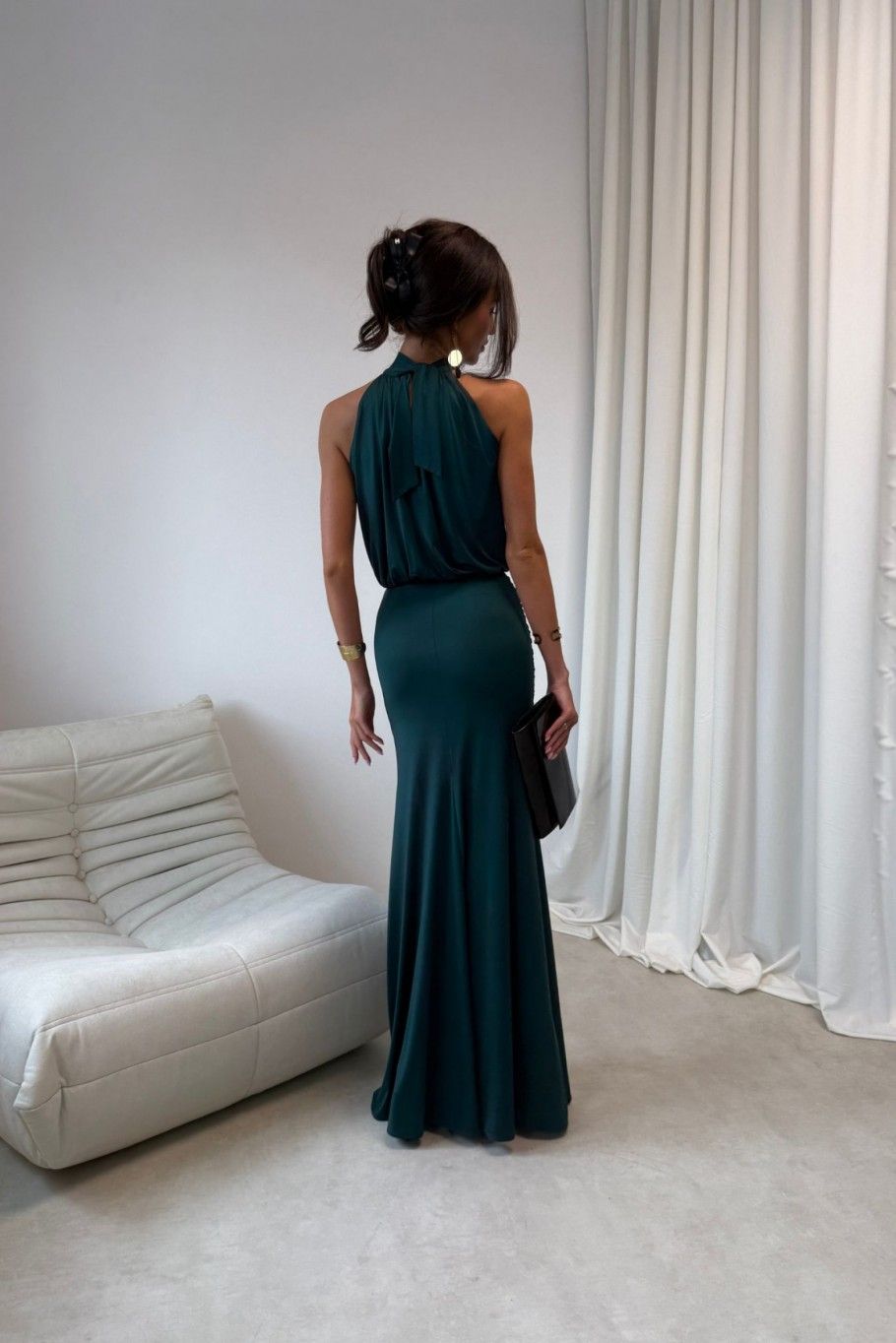 Rochie maxi în verde sticlă