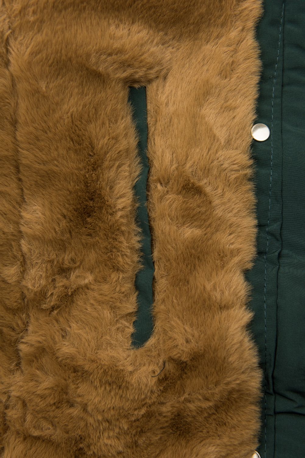 Parka de iarnă verde închis cu pluș maro