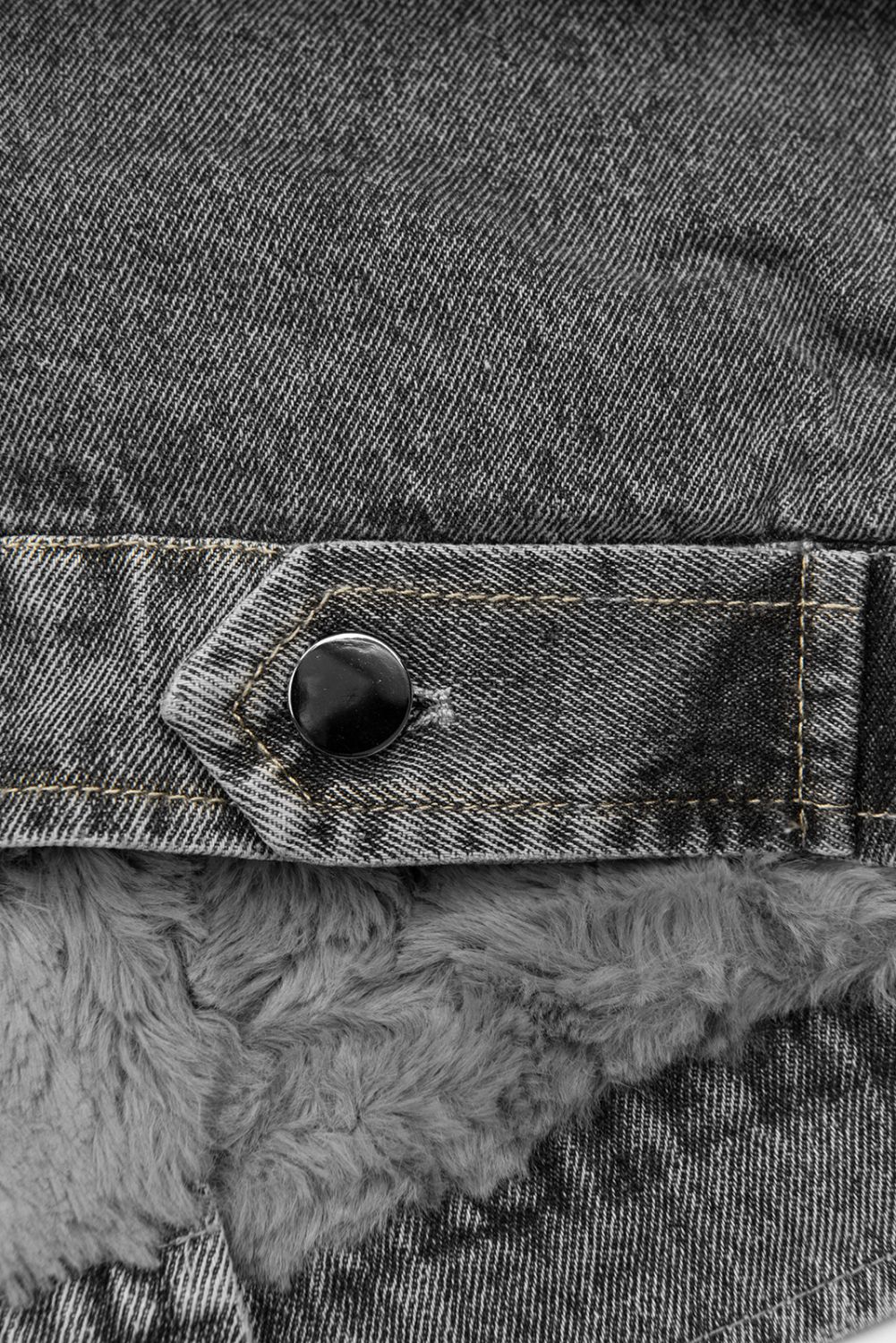 Jachetă gri denim cu blană gri
