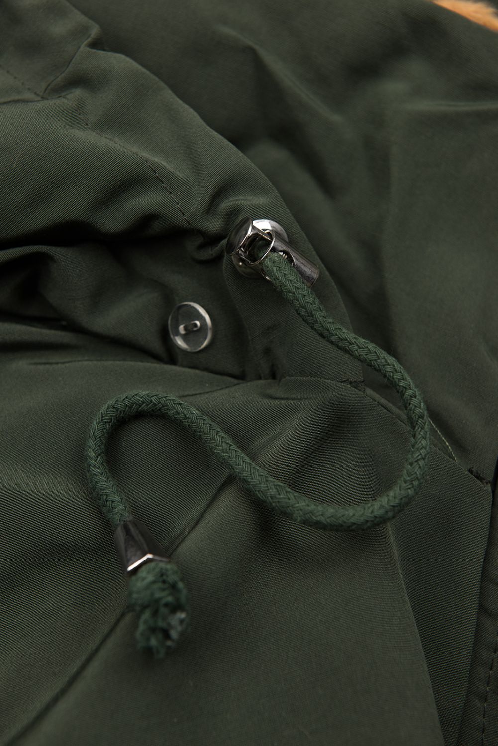 Parka de iarnă kaki cu pluș maro