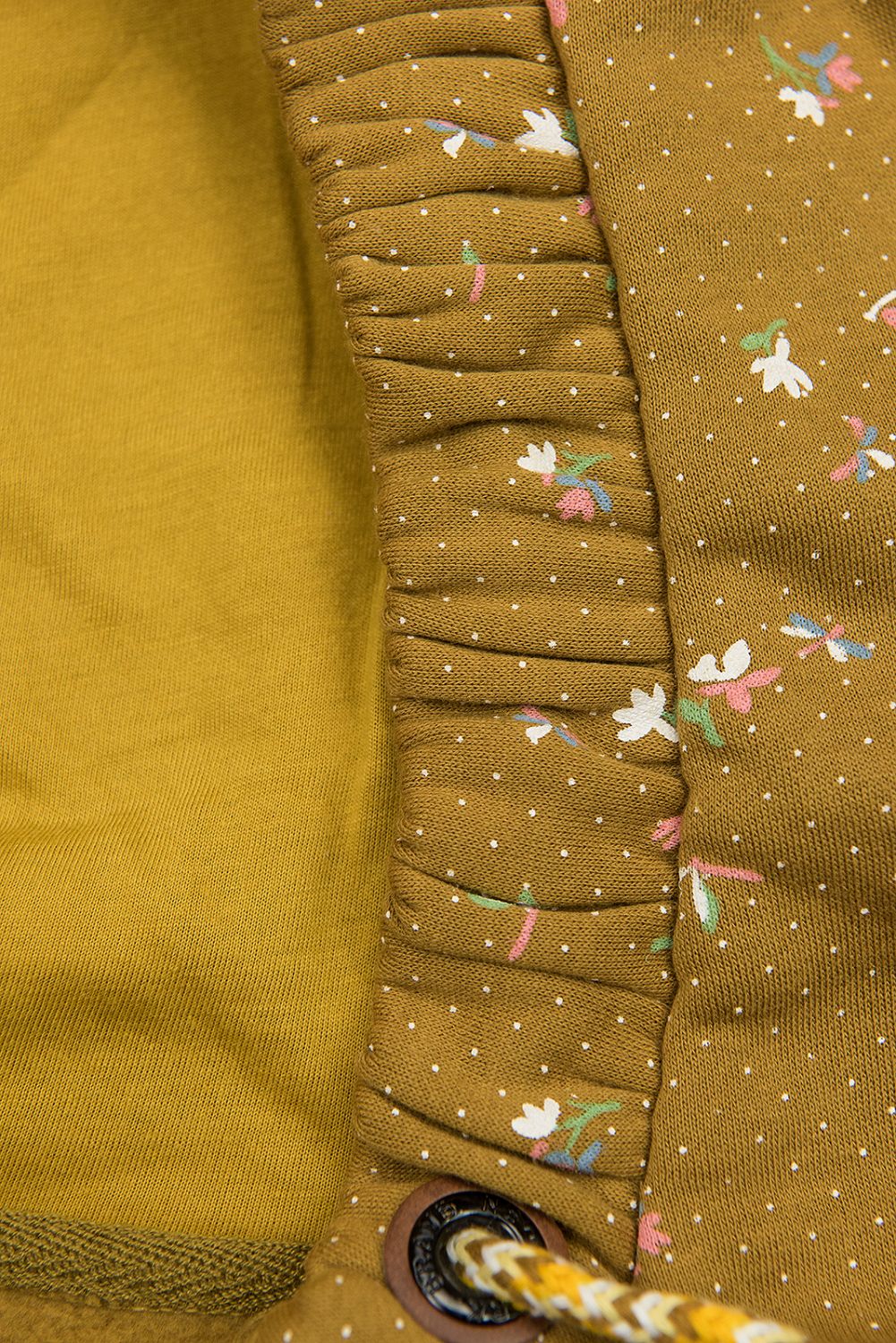 Hanorac galben muștar cu model floral