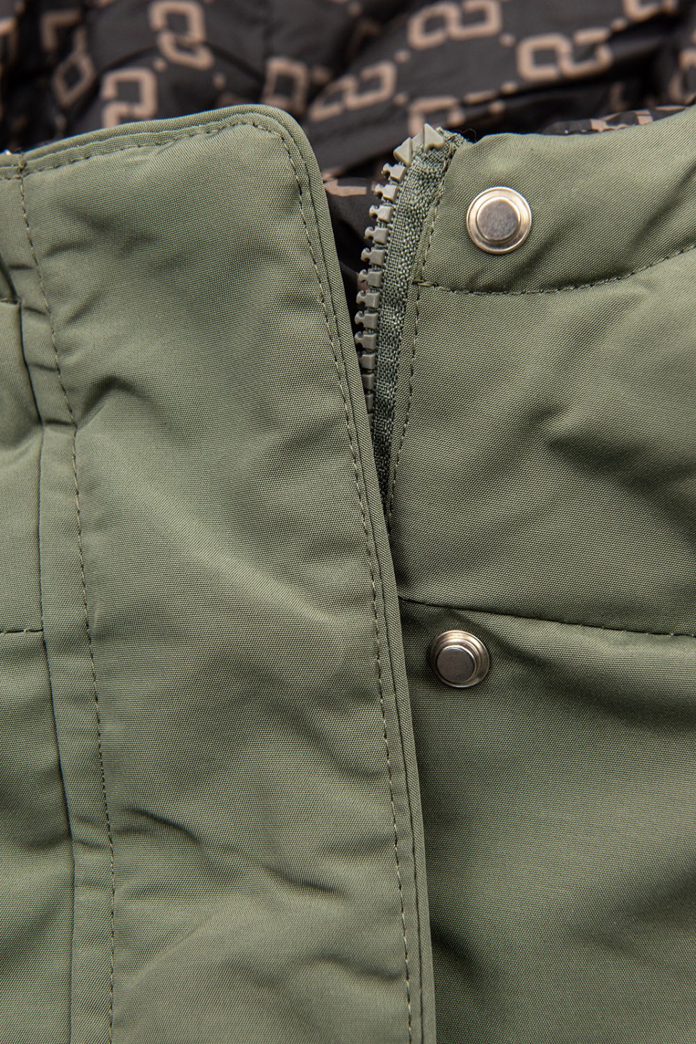 Parka de primăvară-toamnă reversibilă kaki/negru