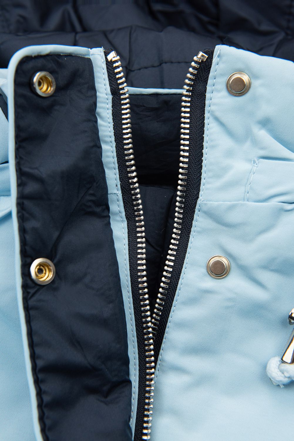 Geacă reversibilă cu elastic în talie baby blue/albastru închis