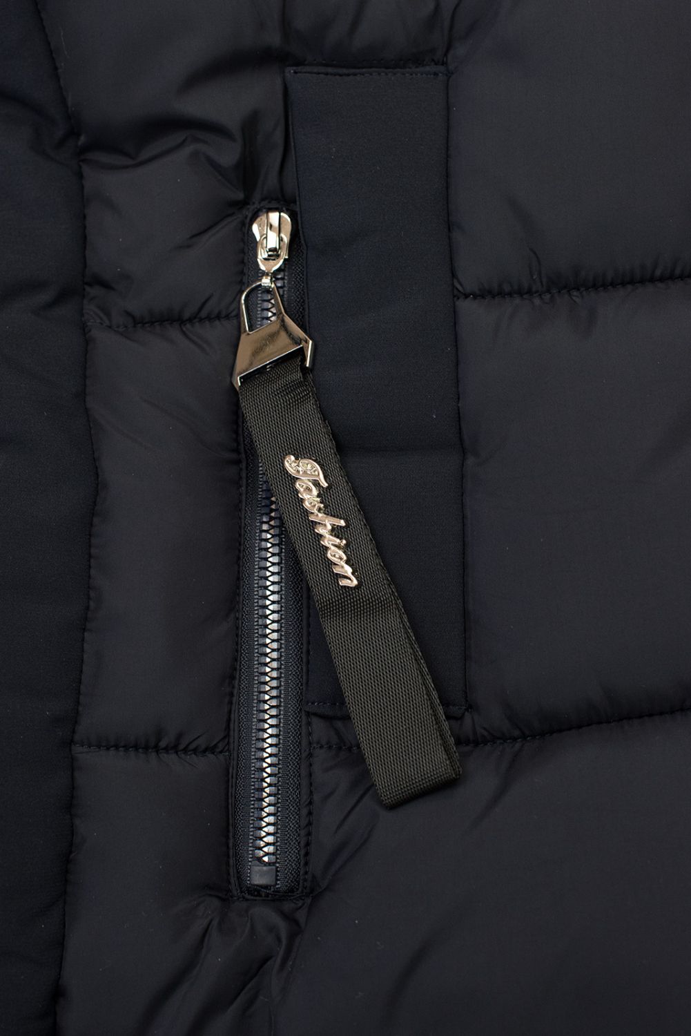 Jachetă lungă de iarnă bluemarin cu blană