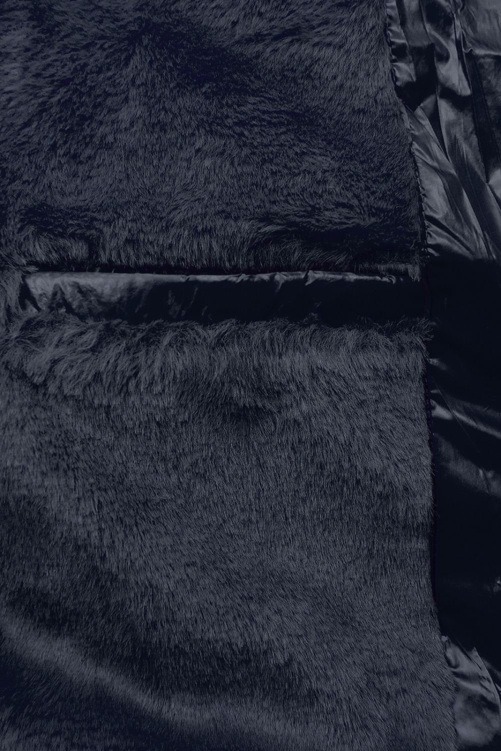 Geacă scurtă de iarnă bleumarin cu blană maro