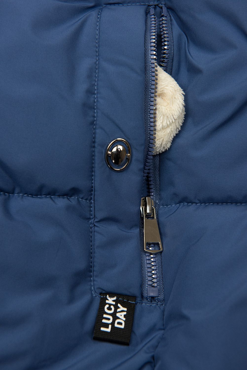 Geacă de iarnă albastră WINTER cu blană albă