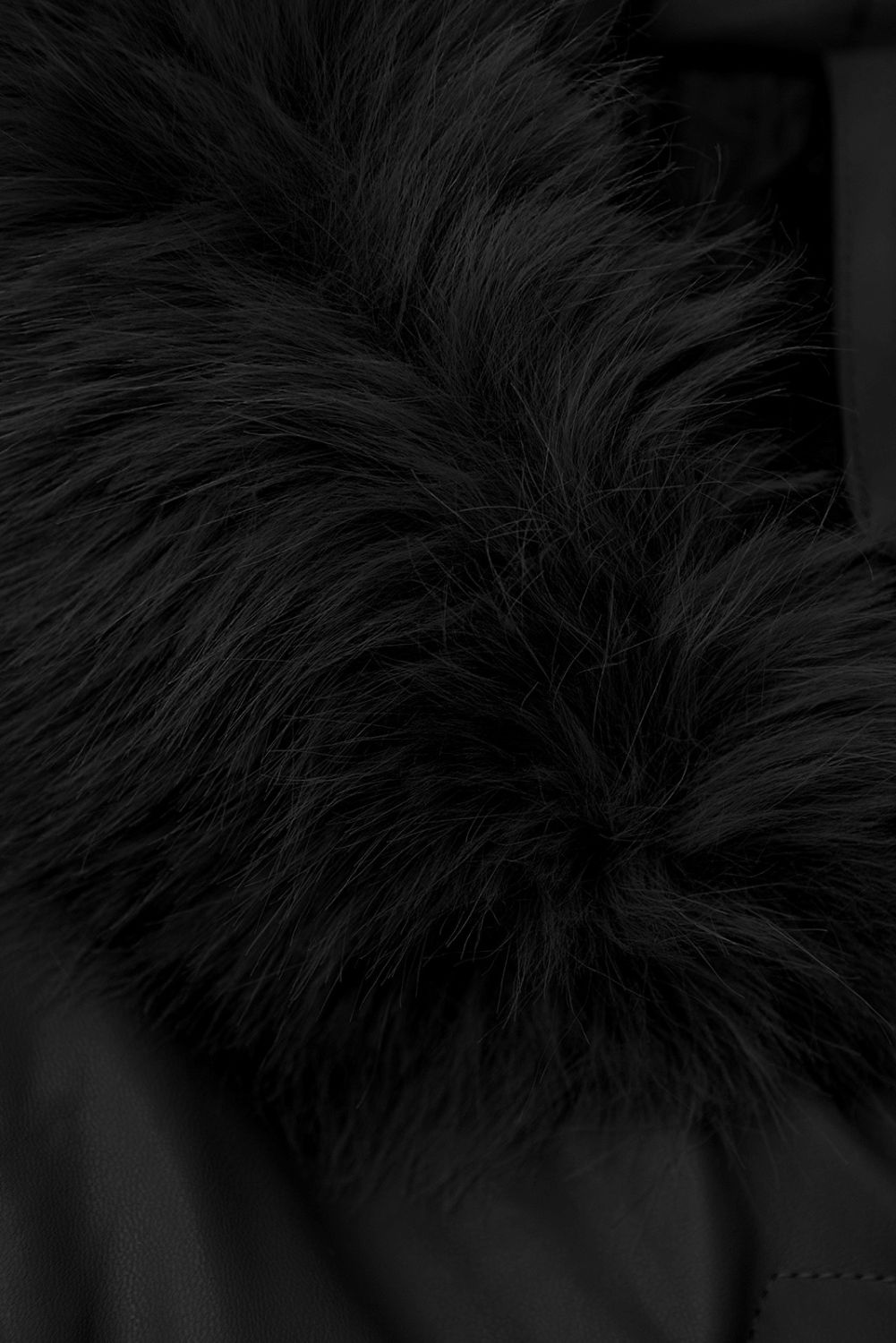 Palton matlasat din piele sintetică cu blană artificială, negru