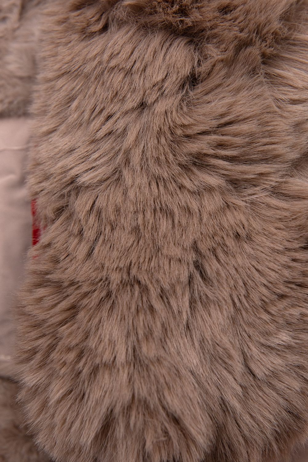Parka bej-roz cu pluș și blană