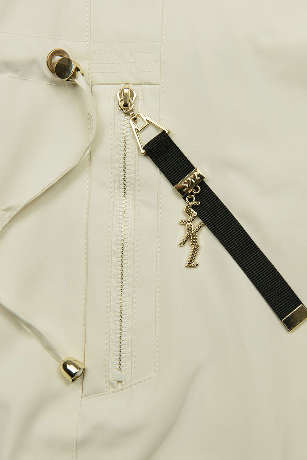 Parka pentru damă cu detalii aurii ecru