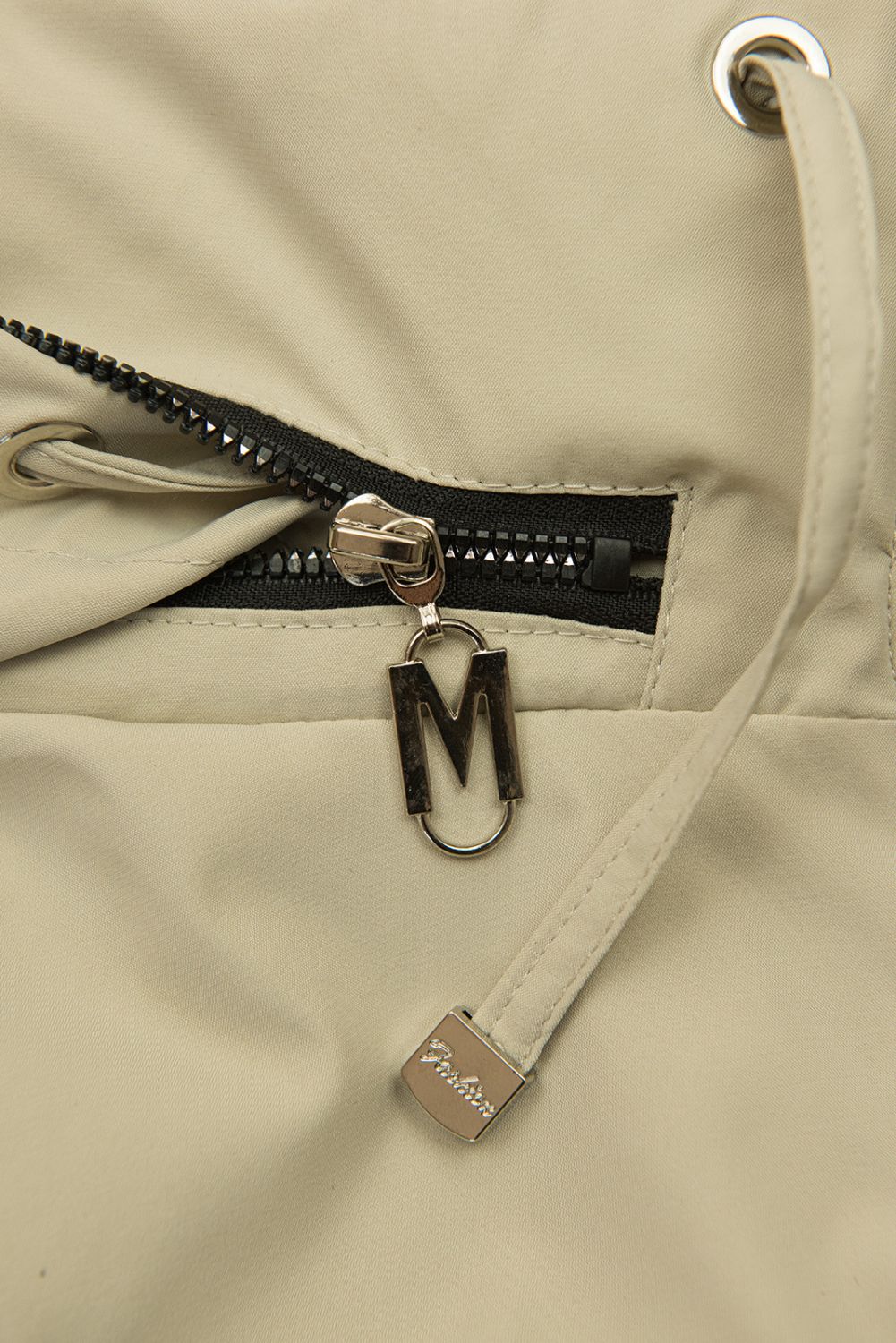 Parka elegantă pentru damă cu detalii aurii bej