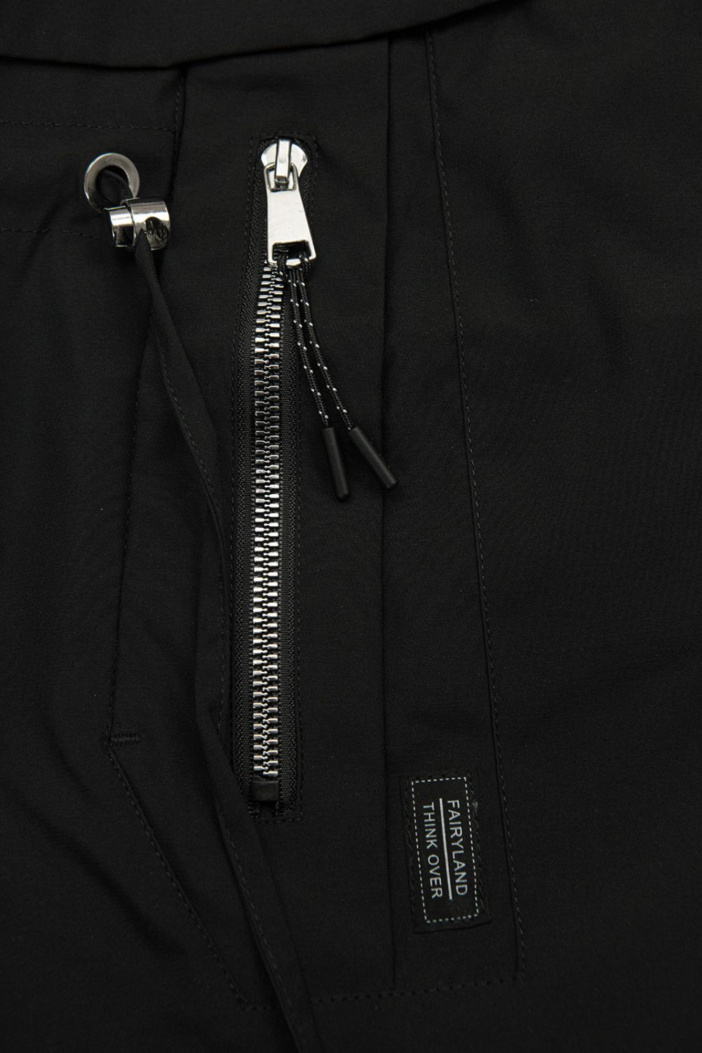 Parka lungă cu imprimeu în glugă neagră