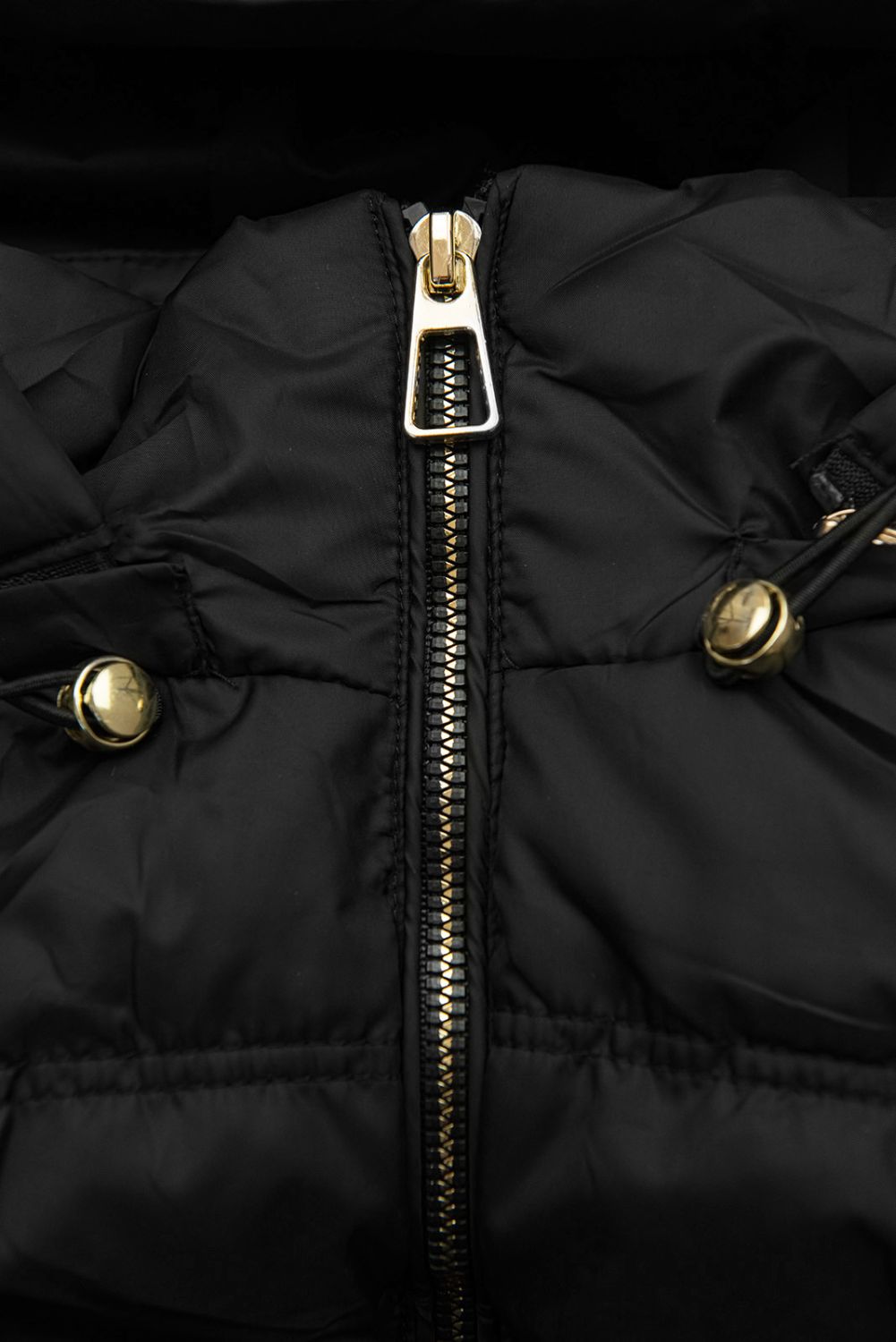 Vestă matlasată pentru damă cu glugă detașabilă neagră