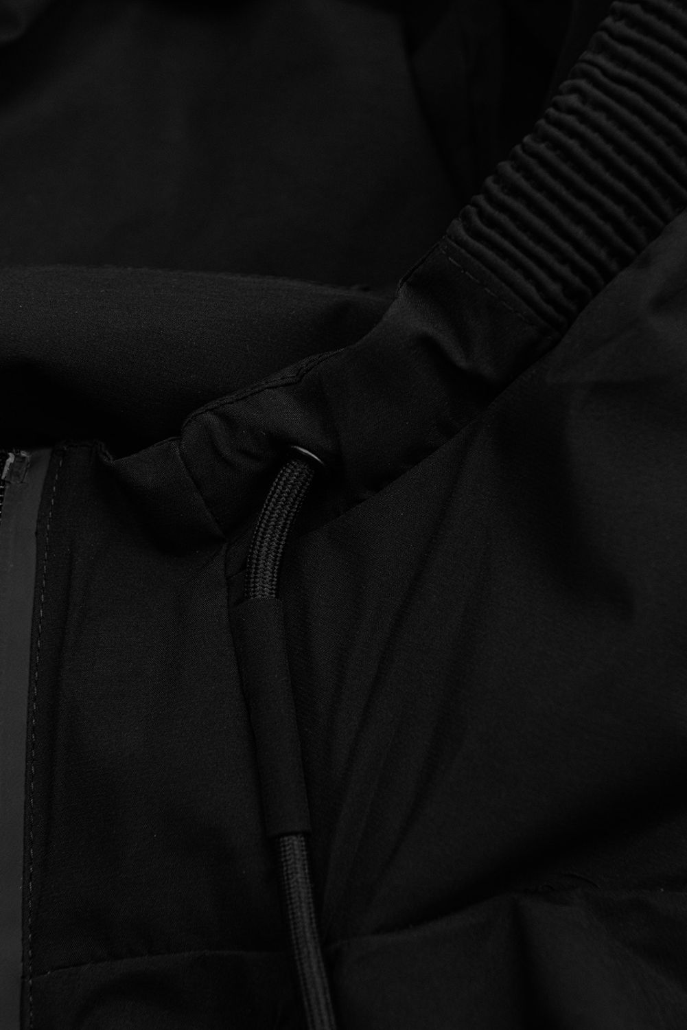 Parka neagră de primăvară cu fermoar bidirecțional