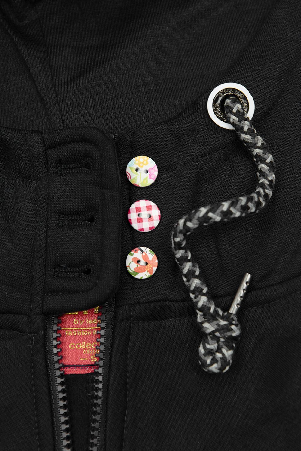 Hanorac negru din materiale combinate