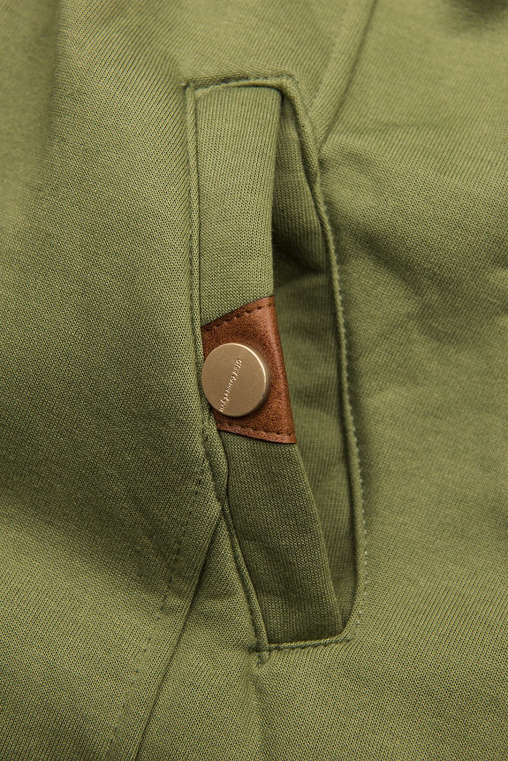 Hanorac prelungit verde army cu glugă matlasată