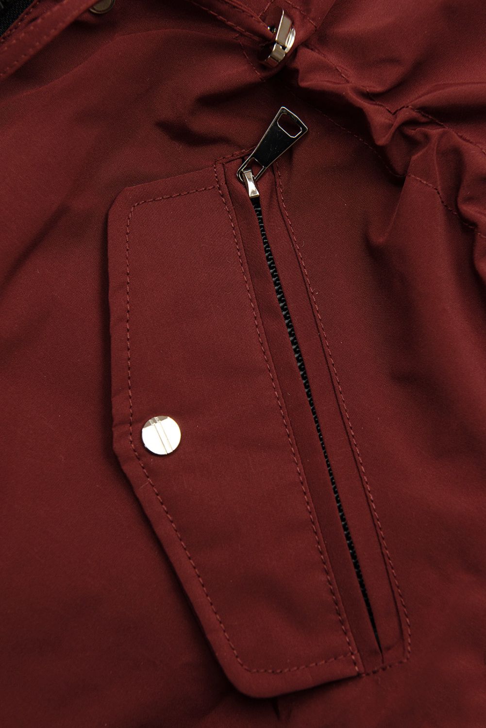 Parka reversibilă de tranziție cu glugă maro roșu/negru