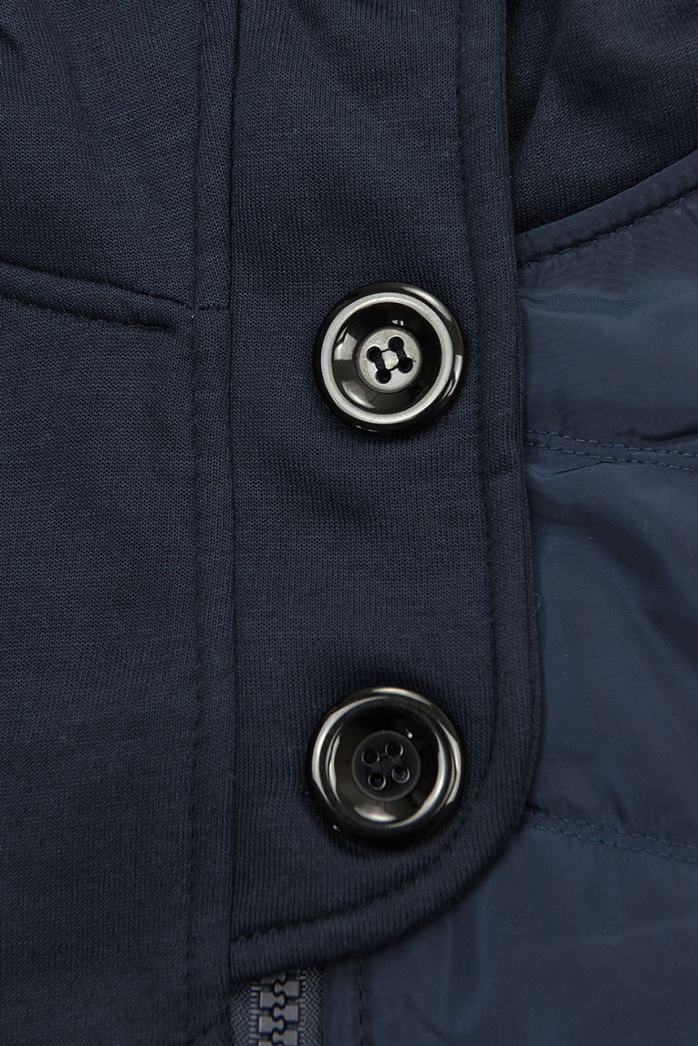 Hanorac bleumarin cu materiale combinate