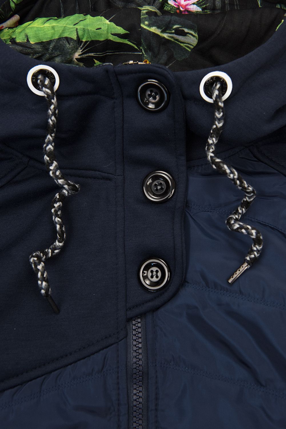 Hanorac bleumarin cu materiale combinate