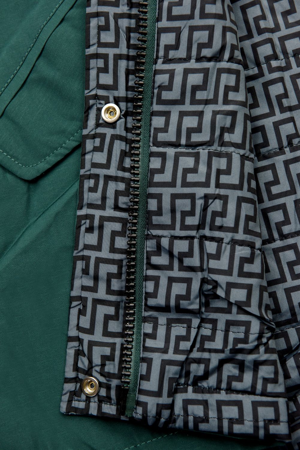 Parka reversibilă de tranziție verde/gri