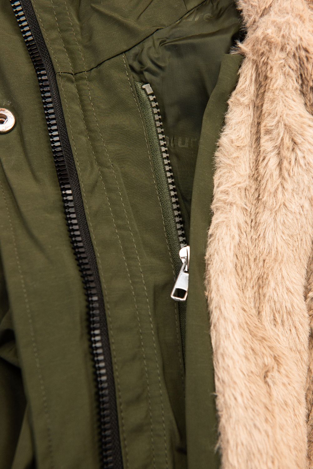 Geacă de iarnă kaki cu căptușeală detașabilă