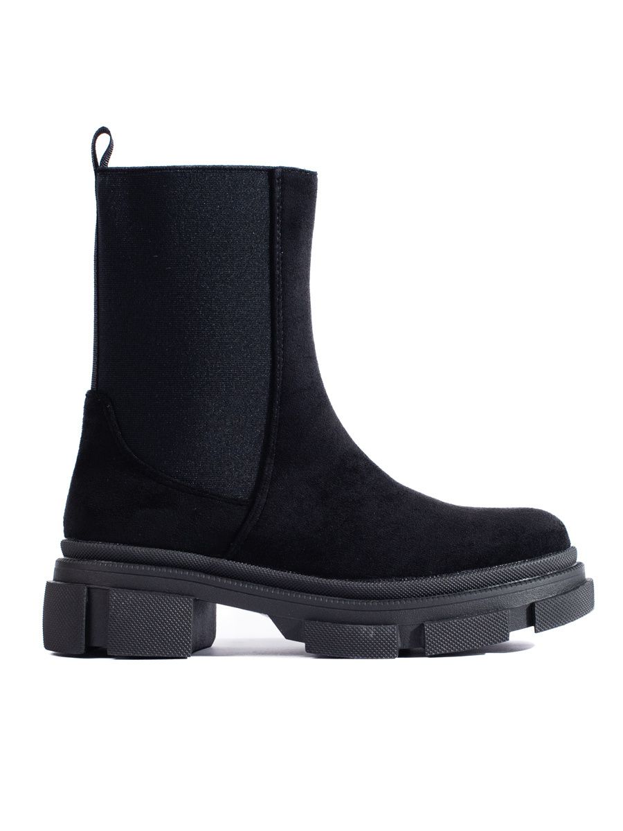 Cizme chelsea de damă negre din piele întoarsă