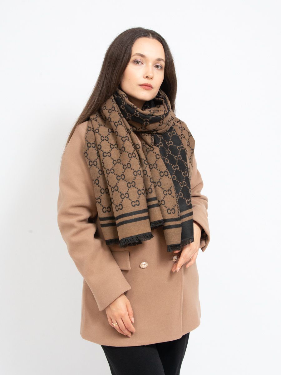 Eșarfă cu model maro