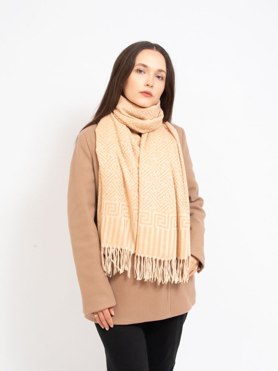 Eșarfă cu model bej deschis