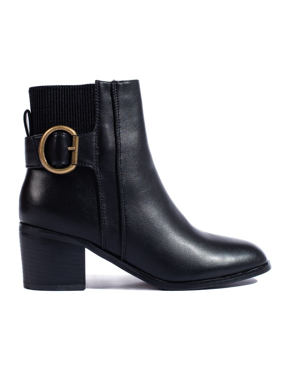 Botine negre elegante cu cataramă