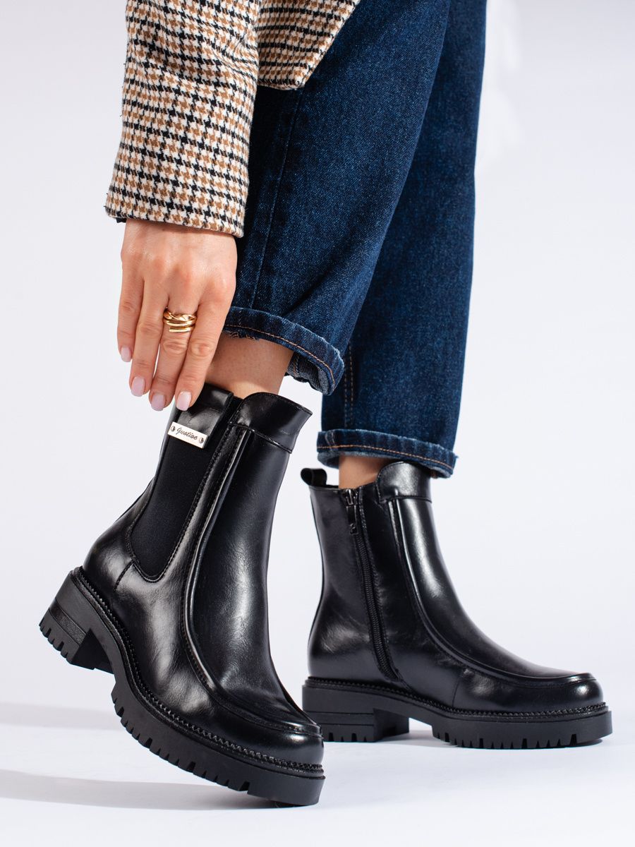 Botine chelsea cu toc gros