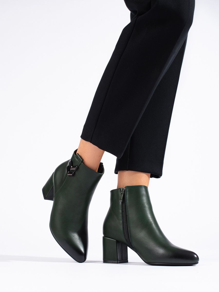 Cizme joase clasice elegante de culoare verde închis
