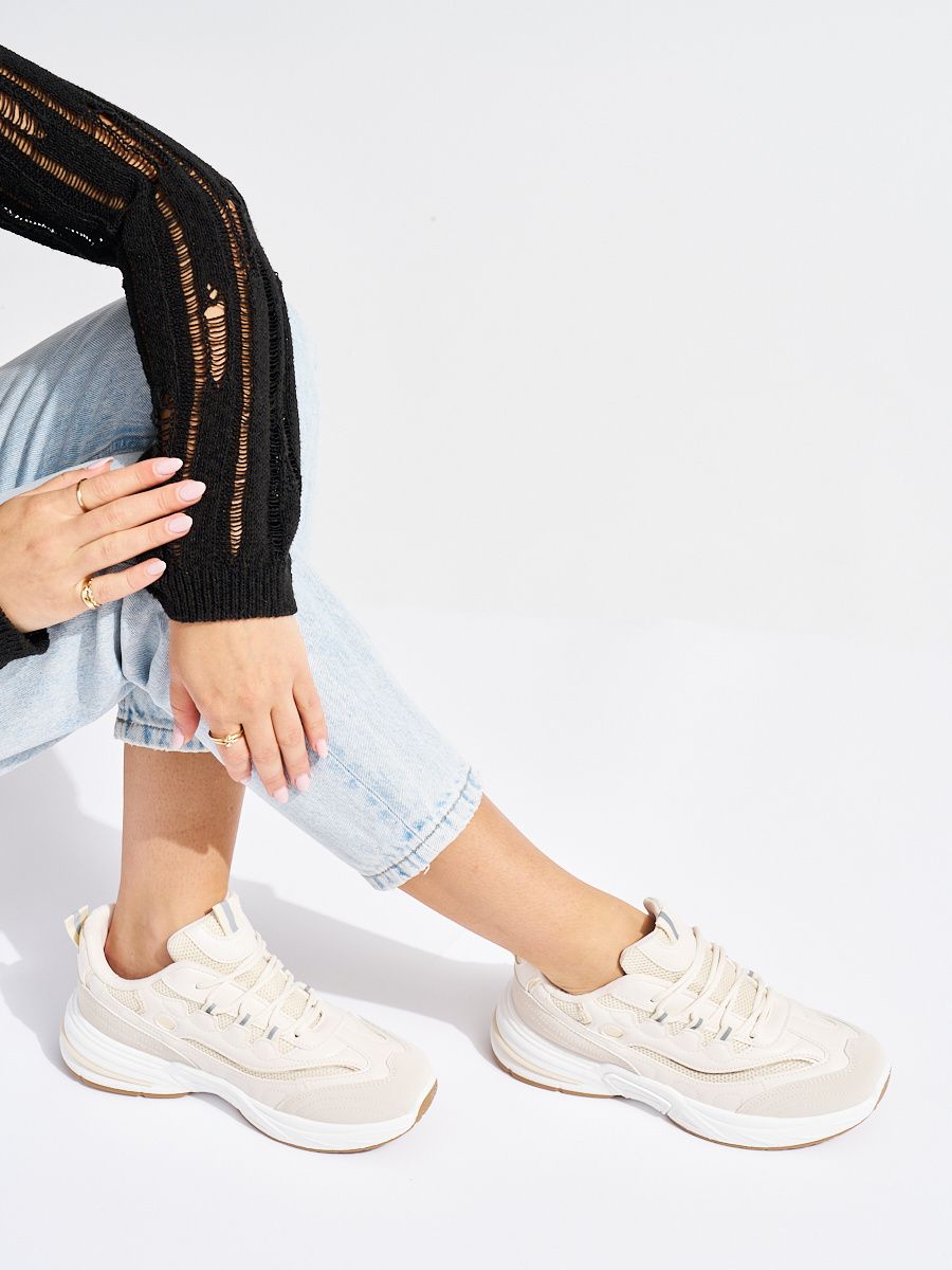 Adidași bej pentru femei cu talpă groasă