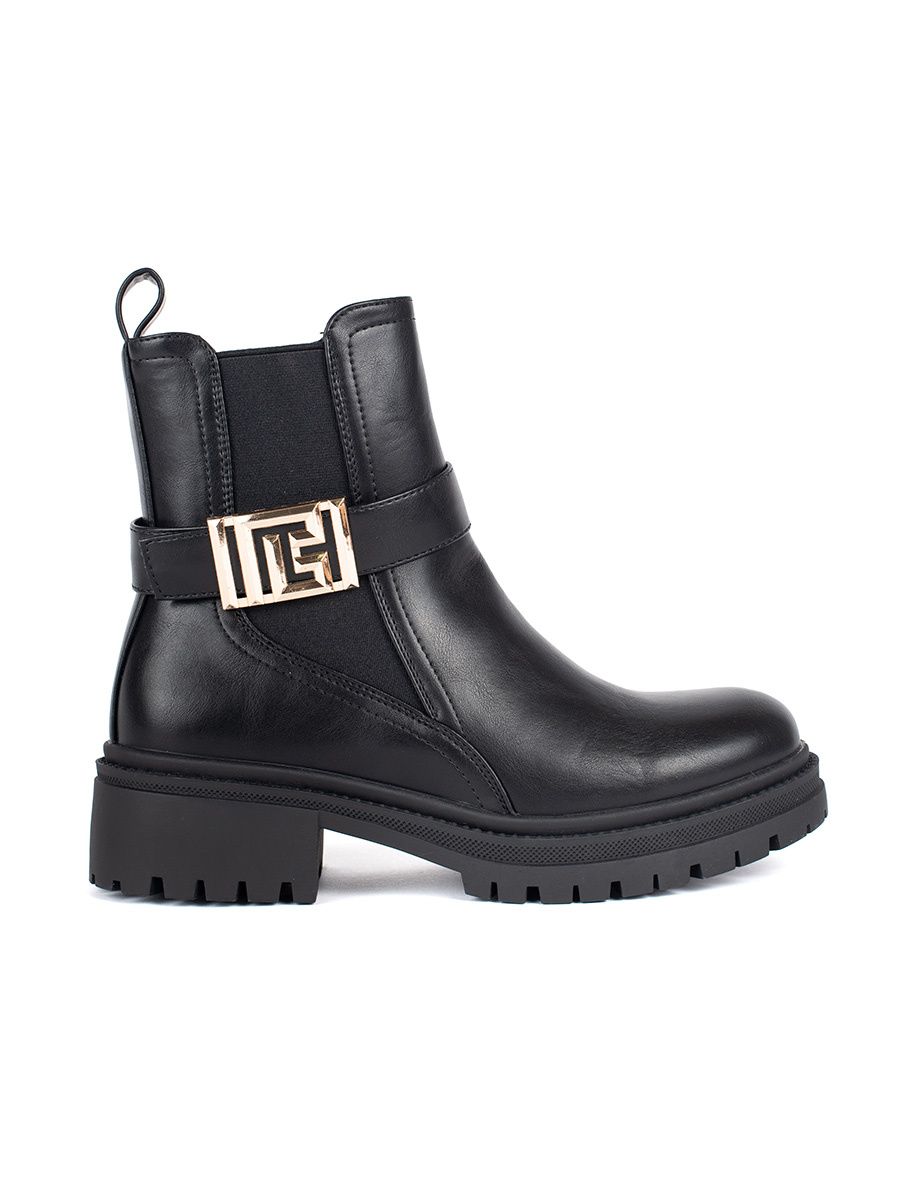 Botine negre clasice cu curea decorativă