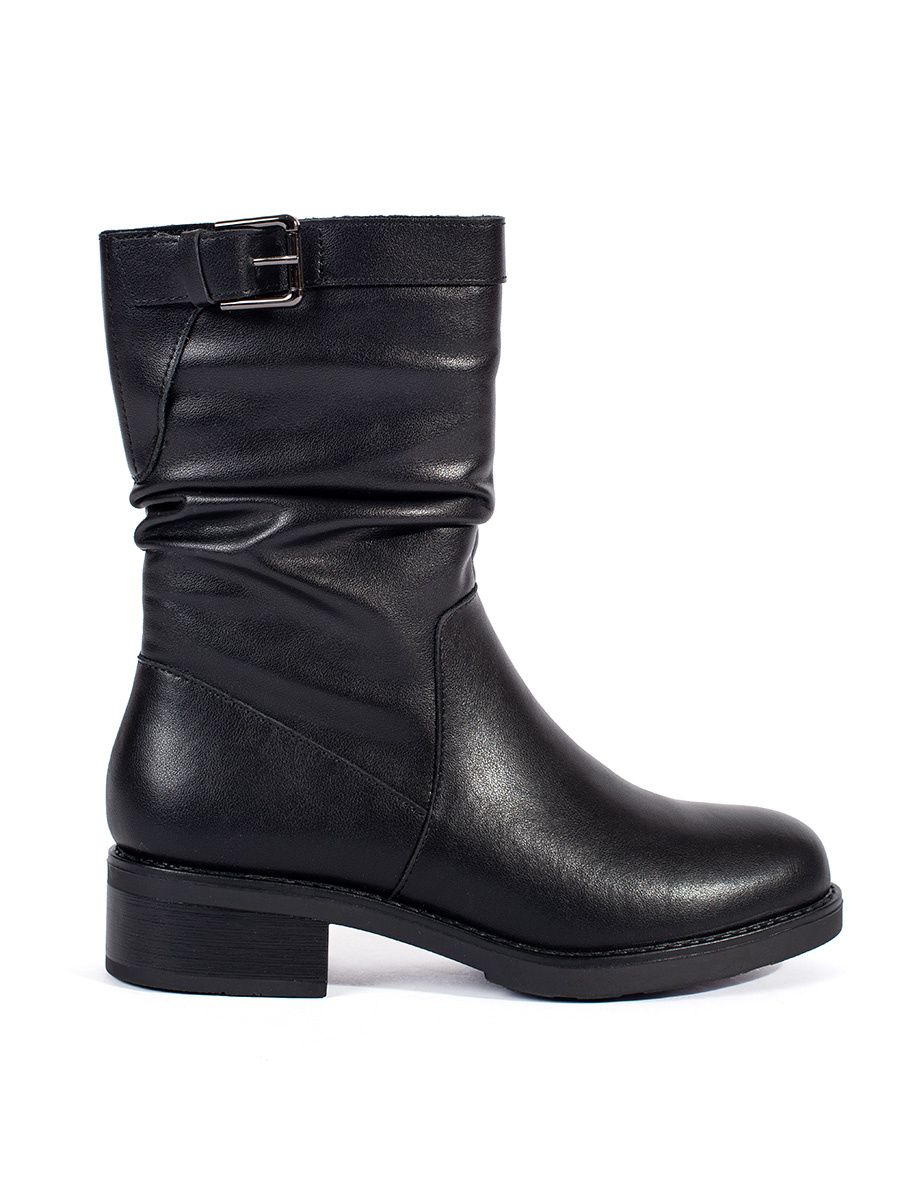 Botine damă din piele neagră căptușite