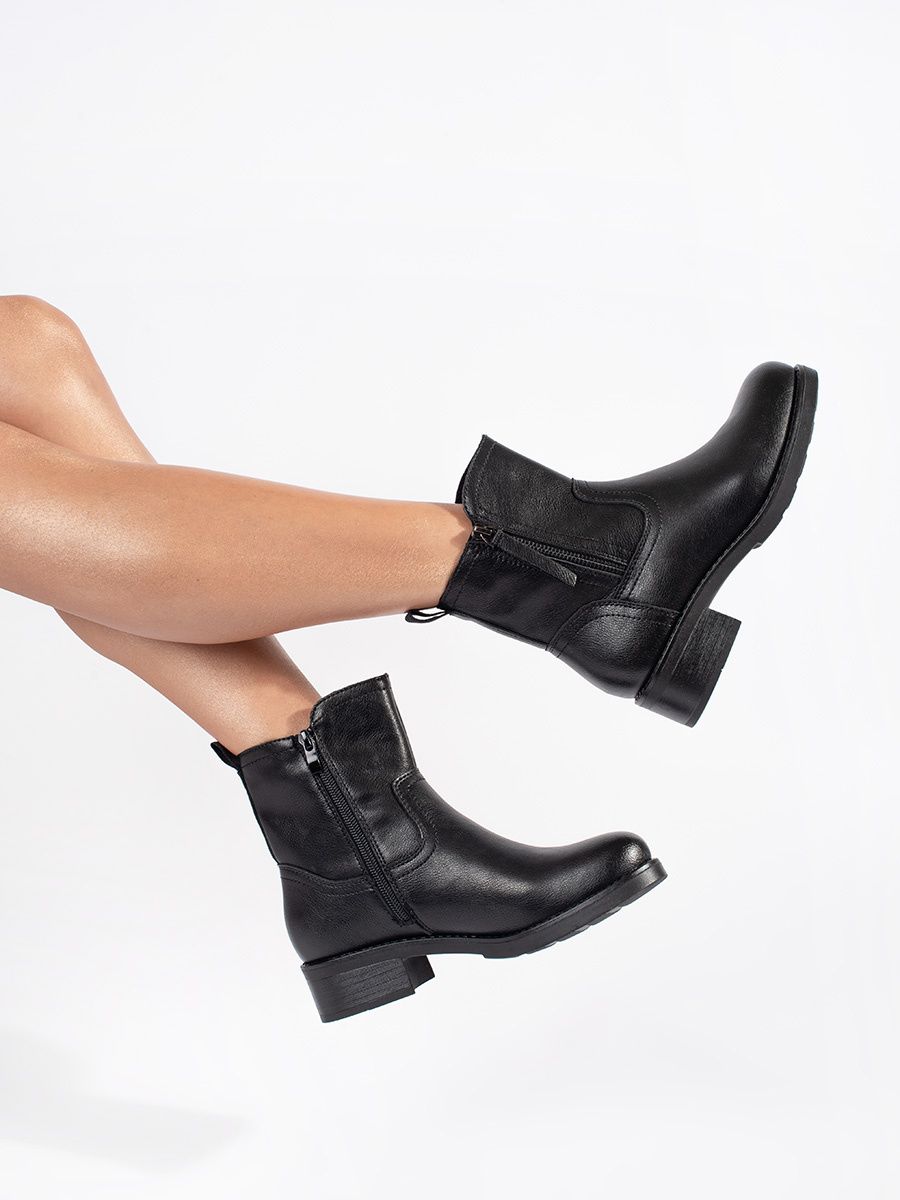 Botine negre din piele Sergio Leone