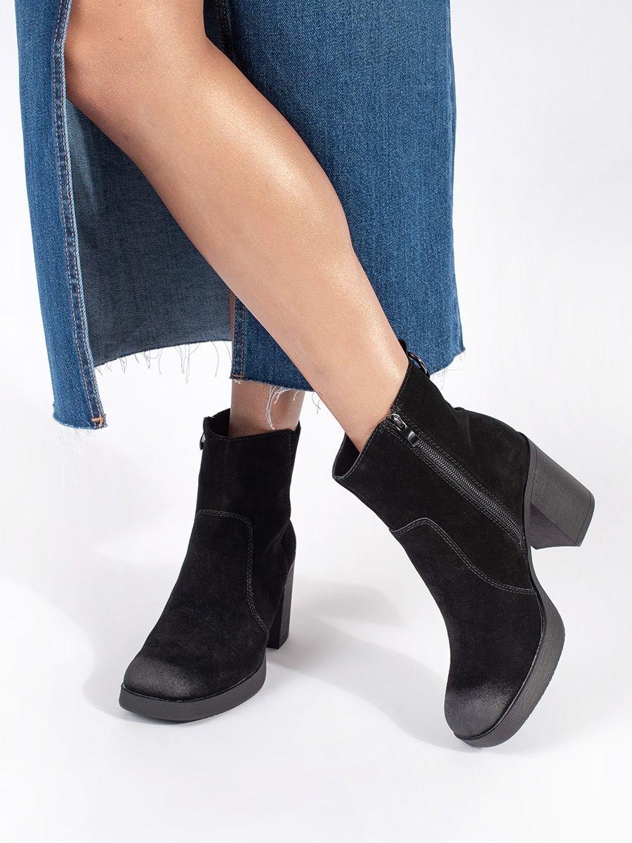 Botine negre din piele cu toc Sergio Leone