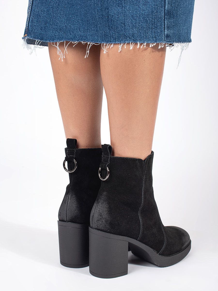 Botine negre din piele cu toc Sergio Leone