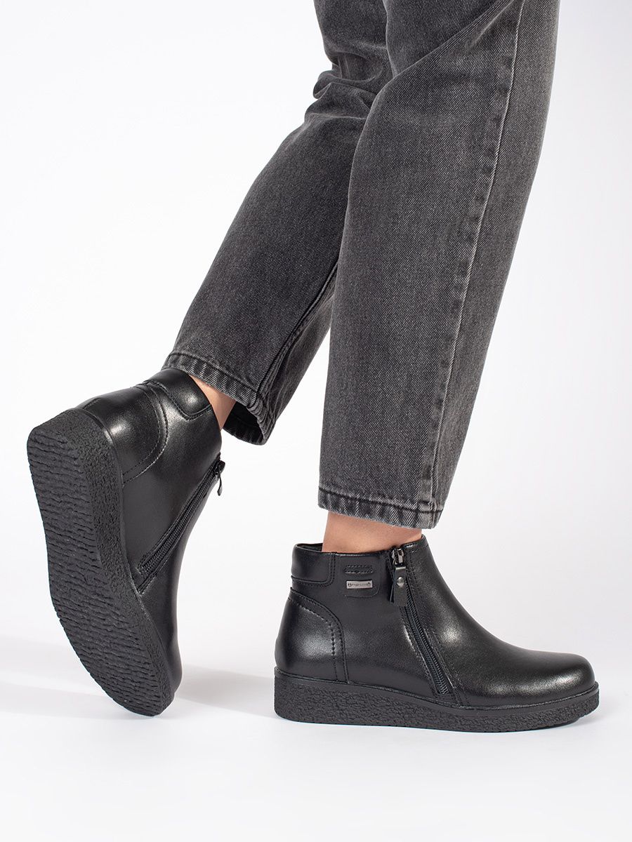 Botine negre din piele confortabile căptușite Sergio Leone