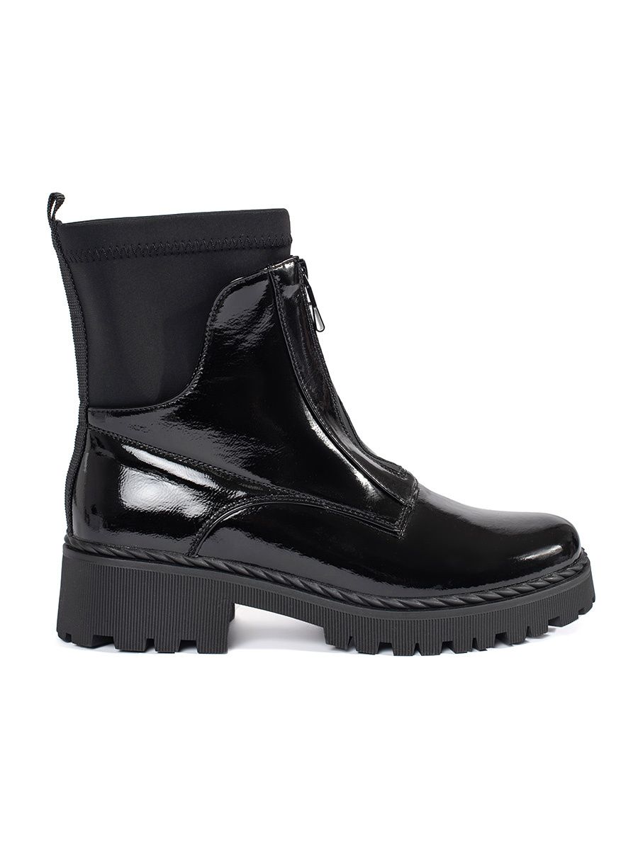 Botine negre lăcuite cu fermoar